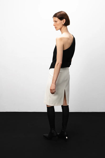 Midi with two slits vanilla sijonas