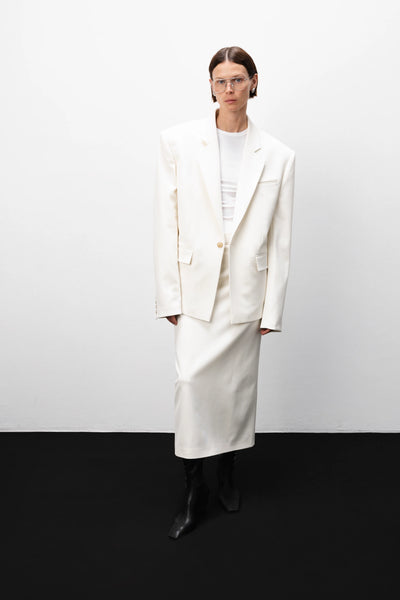 Broad-shoulder suit vanilla švarkas