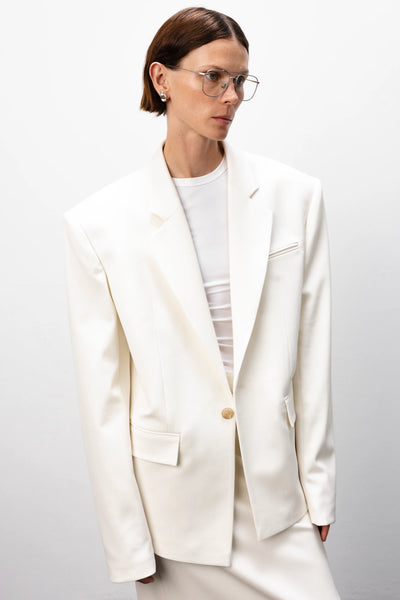 Broad-shoulder suit vanilla švarkas