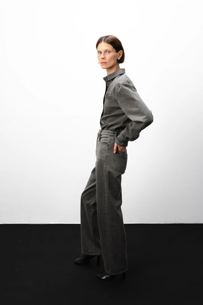 Straight washed grey džinsai