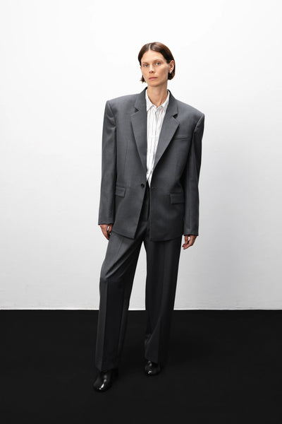 Broad-shoulder suit grey švarkas