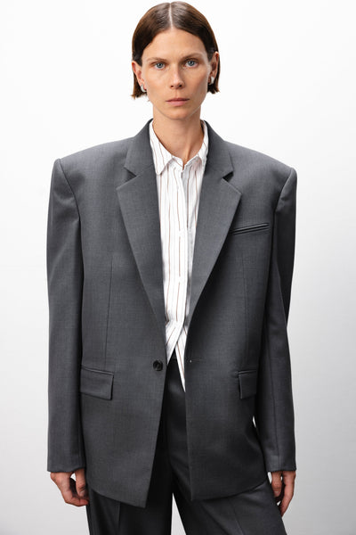 Broad-shoulder suit grey švarkas