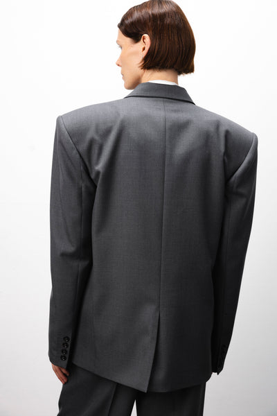 Broad-shoulder suit grey švarkas