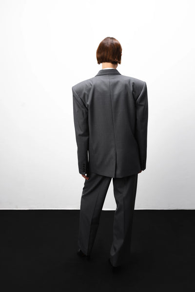 Broad-shoulder suit grey švarkas