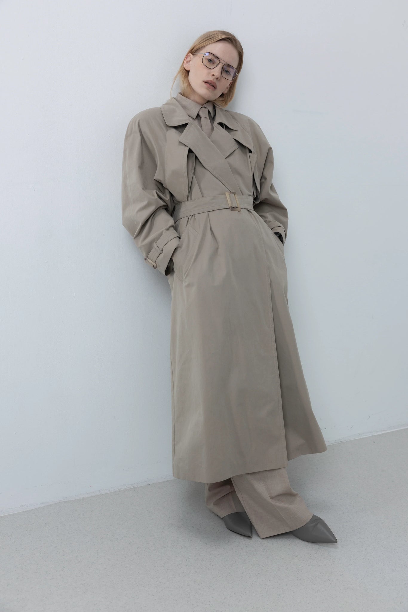 Flow signature trench beige paltas