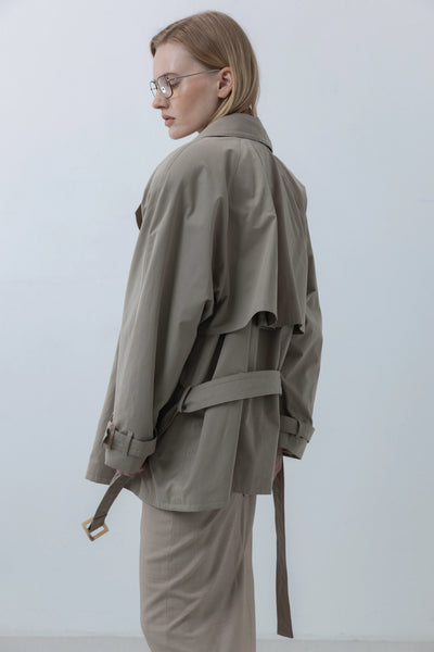 Flow short signature trench beige paltas