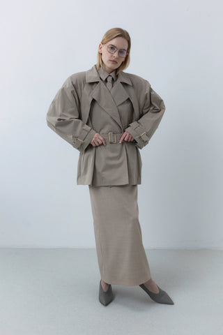 Flow short signature trench beige paltas