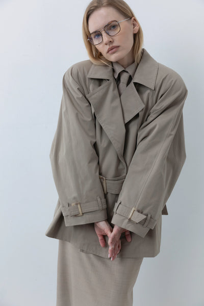 Flow short signature trench beige paltas