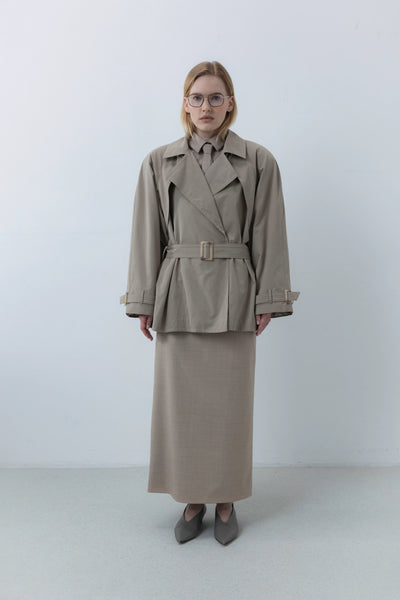 Flow short signature trench beige paltas
