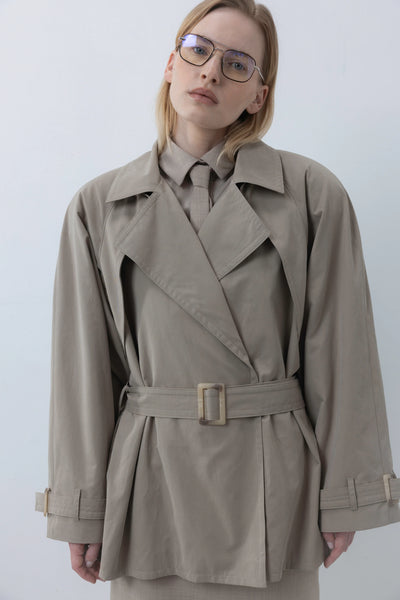 Flow short signature trench beige paltas
