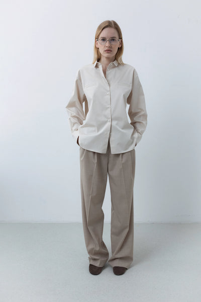 Regular poplin light beiger marškiniai