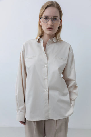 Regular poplin light beige marškiniai