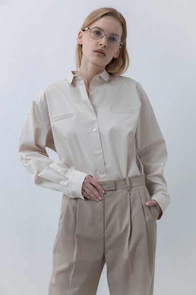 Regular poplin light beiger marškiniai