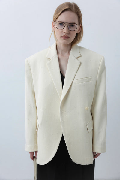 Sculptural wool off-white švarkas