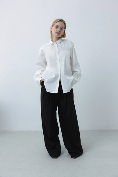 Pleated white marškiniai