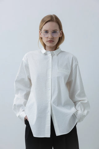 Pleated white marškiniai