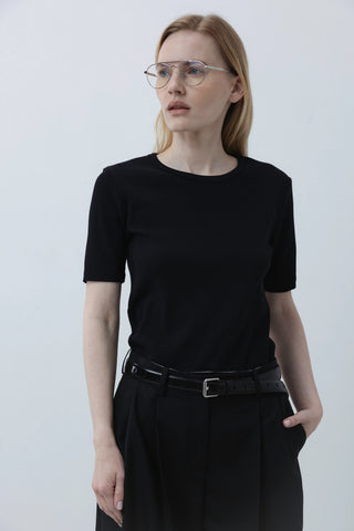 Ribbed black marškinėliai