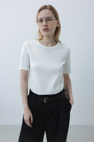 Ribbed off white marškinėliai