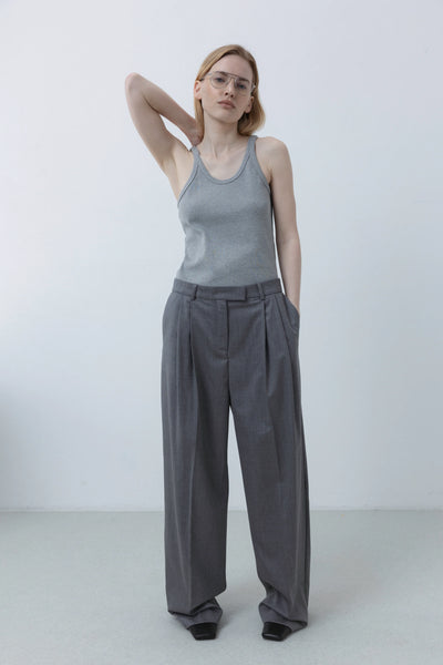 Ribbed tank grey melange marškinėliai
