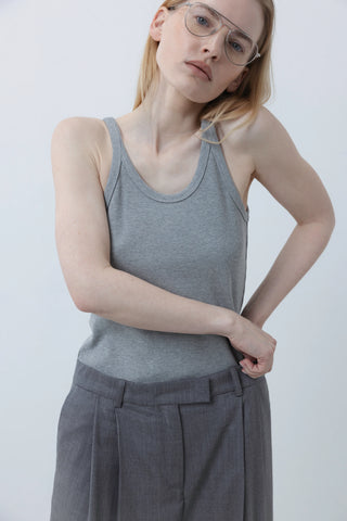 Ribbed tank grey melange marškinėliai