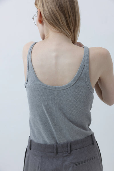 Ribbed tank grey melange marškinėliai