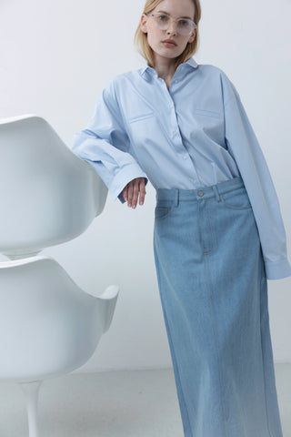 Regular poplin light blue marškiniai