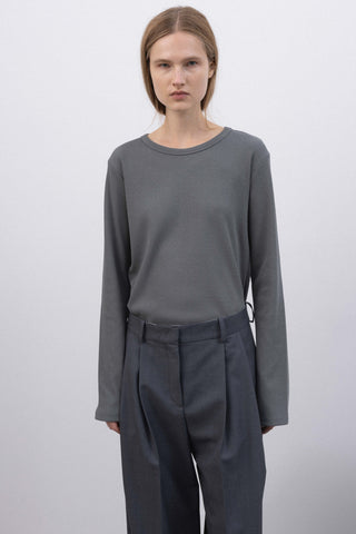 Basic ribbed long-sleeve in grey palaidinė