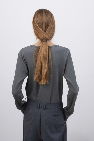 Basic ribbed long-sleeve in grey palaidinė