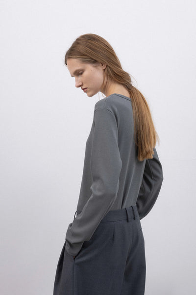 Basic ribbed long-sleeve in grey palaidinė