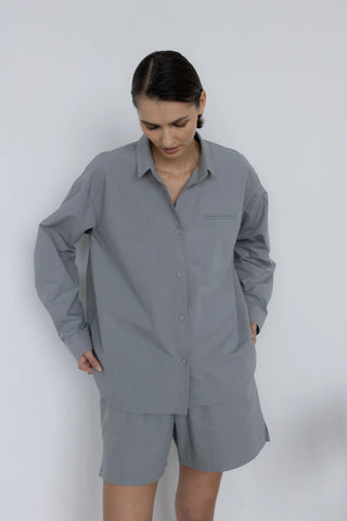 Lounge poplin in grey marškiniai