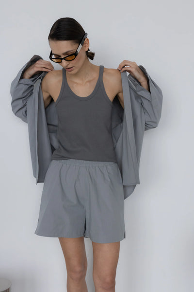 Lounge ribbed tank in grey marškinėliai