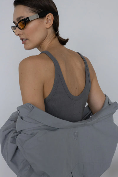 Lounge ribbed tank in grey marškinėliai