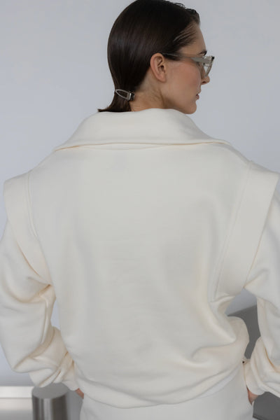 Flow monogram zip up in off-white džemperis
