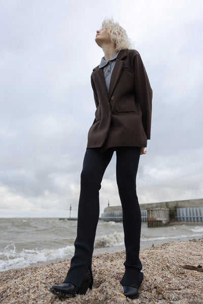 Barra stulpeliu megztos 100% merino vilnos tamprės juoda