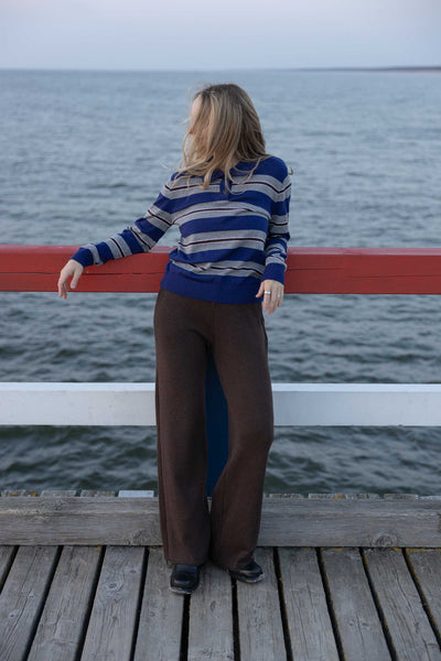 Galante 100% merino polo palaidinė mėlyna dryžuota