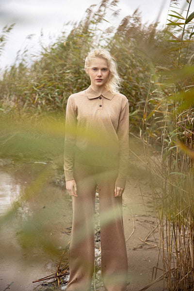 Galante 100% merino polo palaidinė smėlis