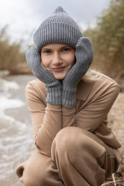 Nonna 100% merino pirštinės pilka