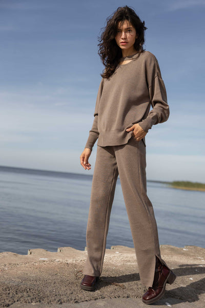 Rotondo 100% merino megztinis taupe