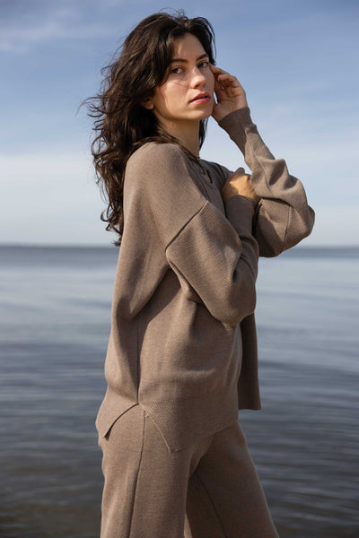 Rotondo 100% merino megztinis taupe