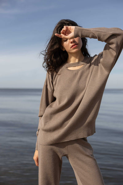 Rotondo 100% merino megztinis taupe