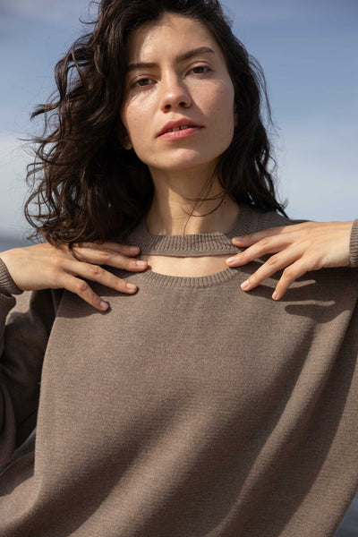 Rotondo 100% merino megztinis taupe