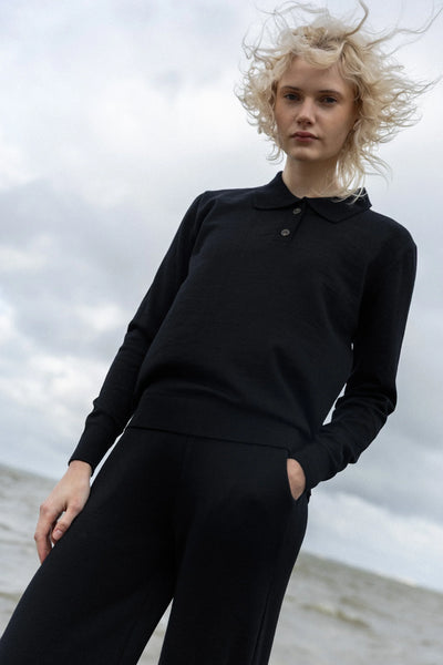 Galante 100% merino polo palaidinė juodas