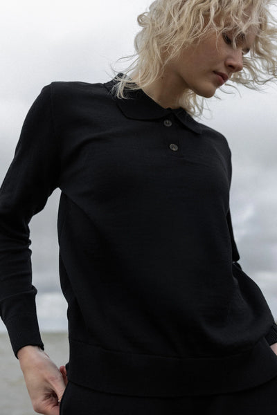 Galante 100% merino polo palaidinė juodas