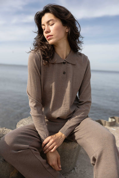 Galante 100% merino polo palaidinė taupe