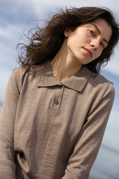 Galante 100% merino polo palaidinė taupe
