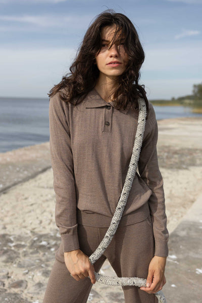 Galante 100% merino polo palaidinė taupe