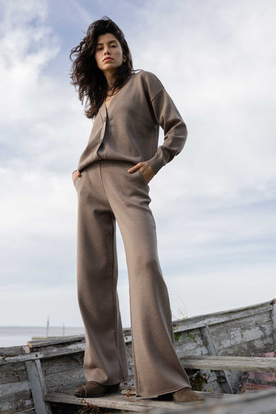 Bene plačios 100% merino kelnės taupe