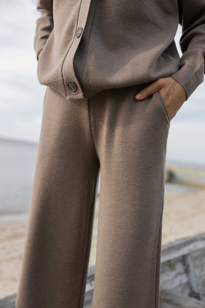 Bene plačios 100% merino kelnės taupe
