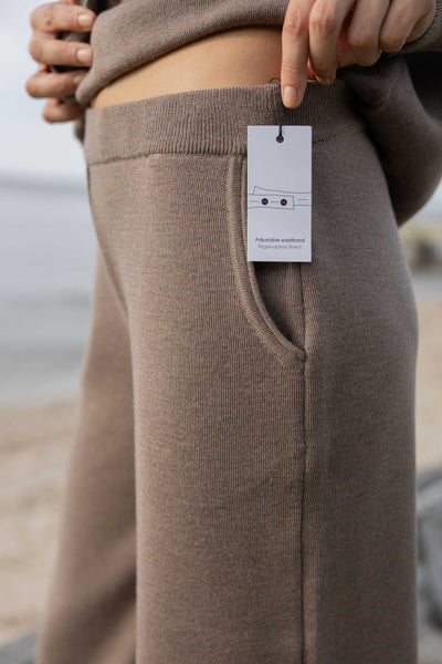 Bene plačios 100% merino kelnės taupe