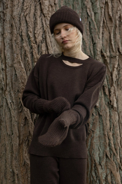 Nonna 100% merino pirštinės šokoladas